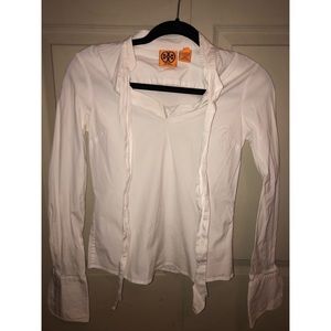 Tory Burch white long sleeve blouse size 4